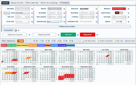calendrier réservation