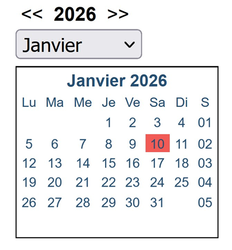 calendrier réservation