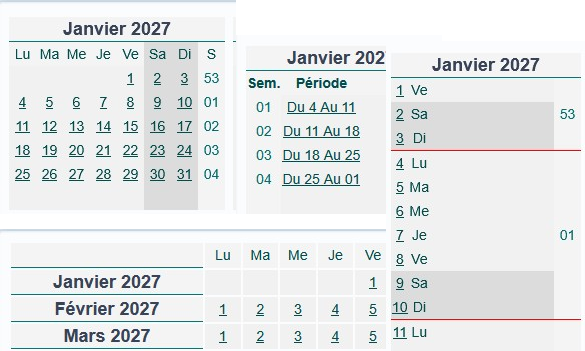 calendrier réservation