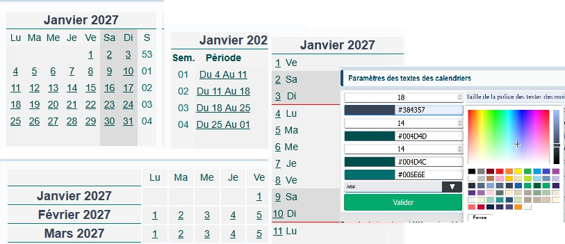 calendrier réservation