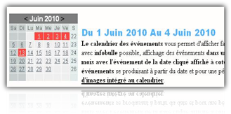 Calendrier des événements php